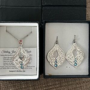 NEW Montana Silversmiths Silver and Blue Gemstone Jewelry Set